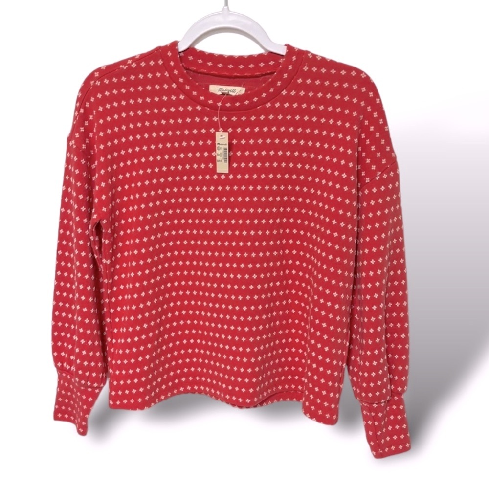 Madewell NWT Womens Long Sleeve Top Red Dot Print Size XXS